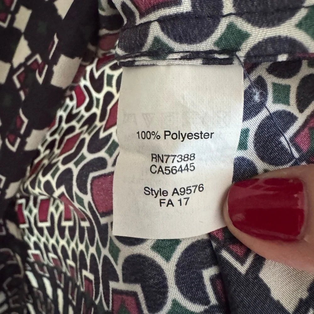 J. Crew Short Sleeve Shirt Dress Multicolor Geometric Print Preppy Casual Size 4