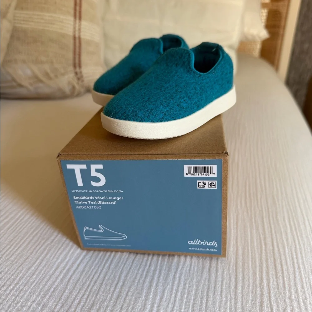 allbirds Kids Teal Slip-On Wool Sneakers