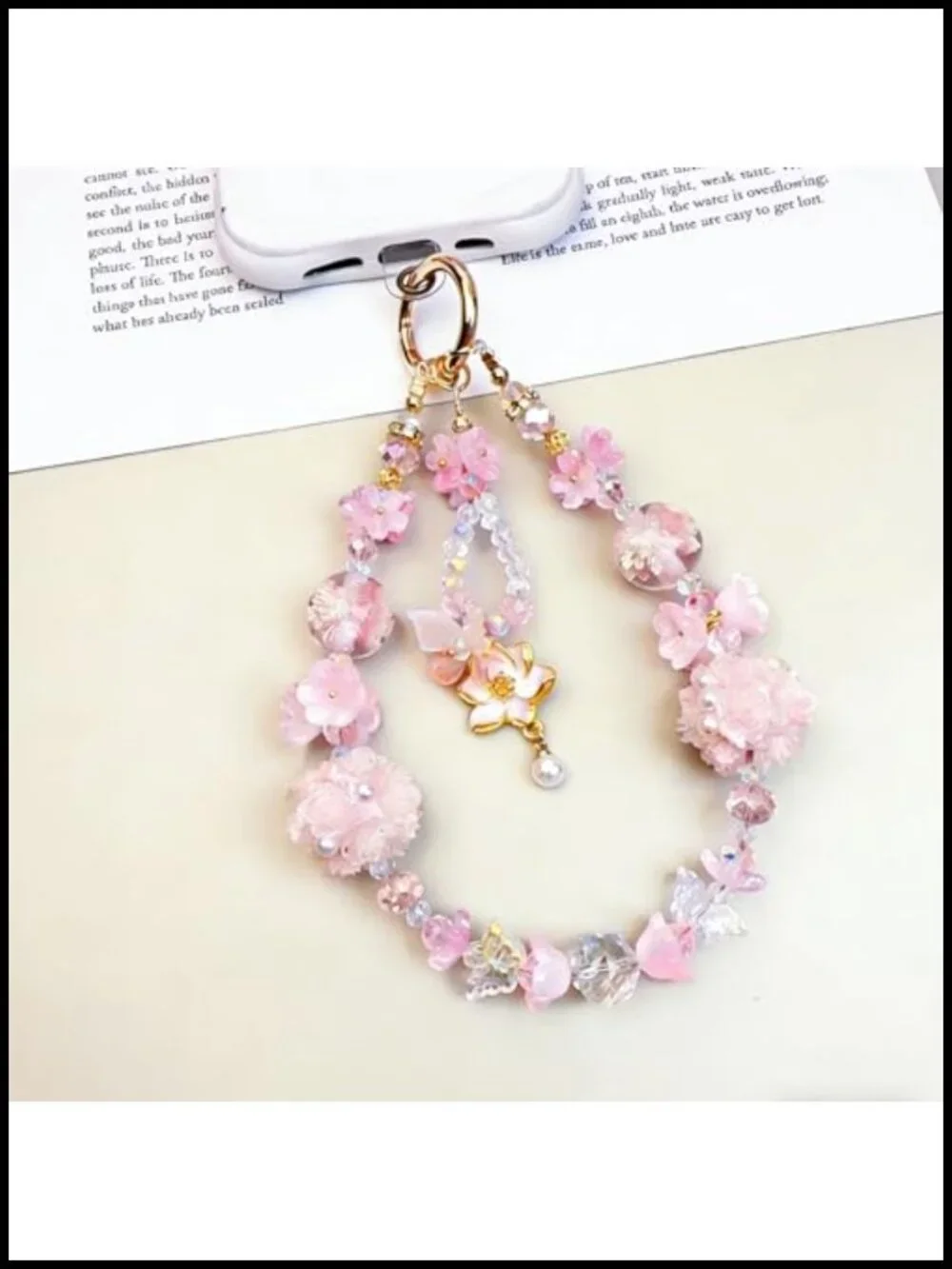 Rhinestone Bag Charm Chain with Heart Tassel Bow Beads Decorative Purse Charm