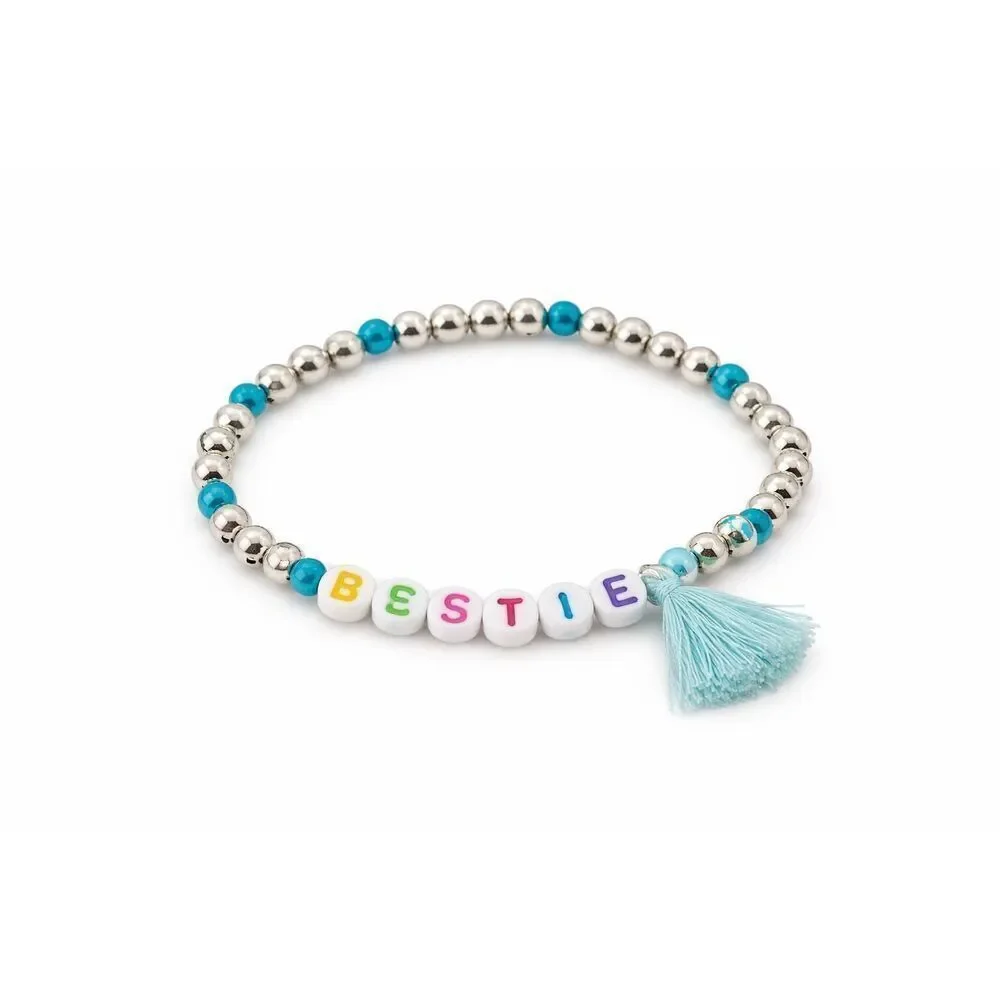 Bestie Beaded Bracelet Friendship Bracelet Silver Tone Tassel Women Girls New