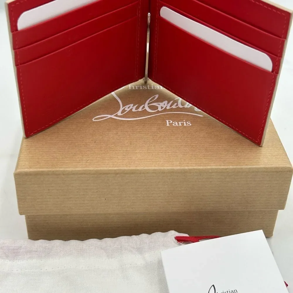 Men's Christian Louboutin calf leather wallet made in Italy NWT