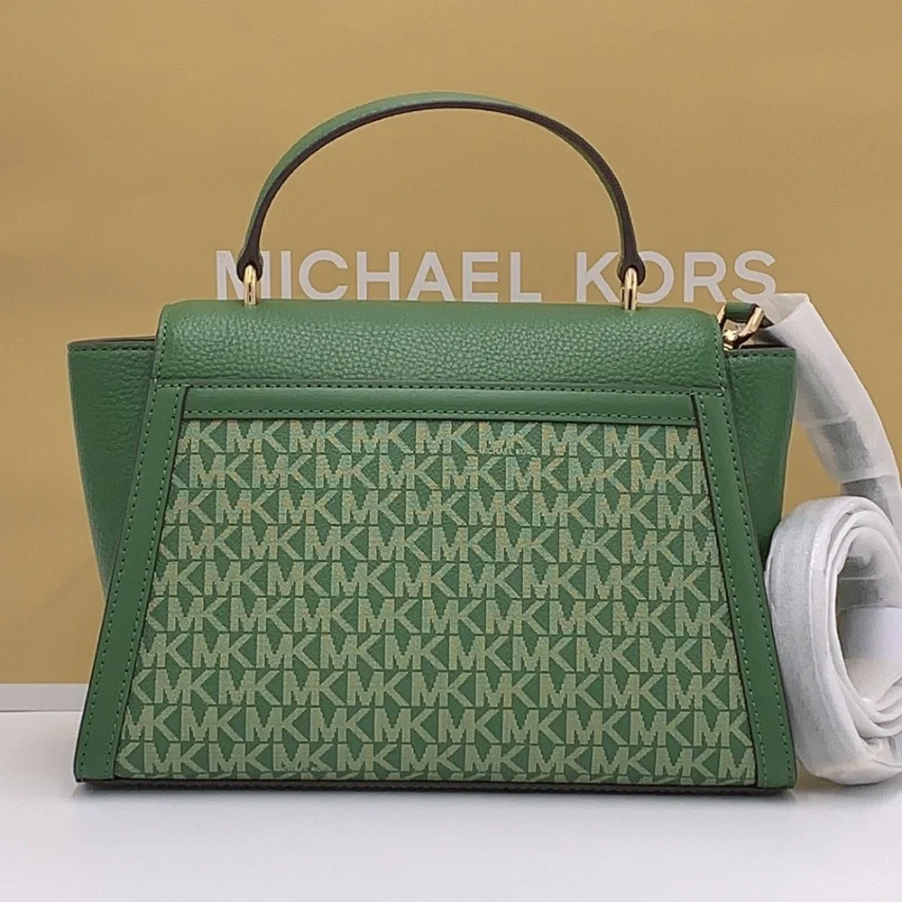 MICHAEL KORS Whitney Medium Flap TH Satchel Fern Green  NWT