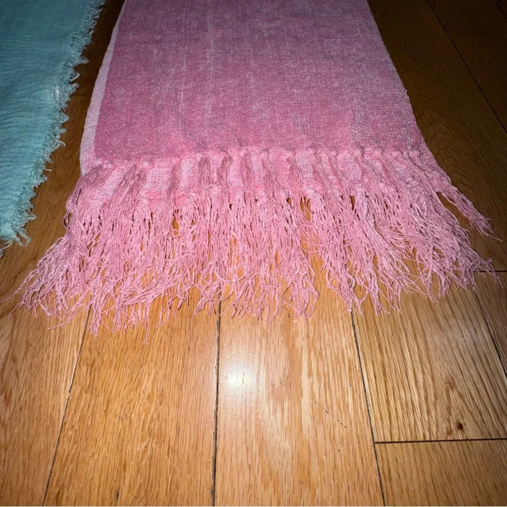 2 women’s scarves Soft Lightweight Pink & Aqua Scarf Duo