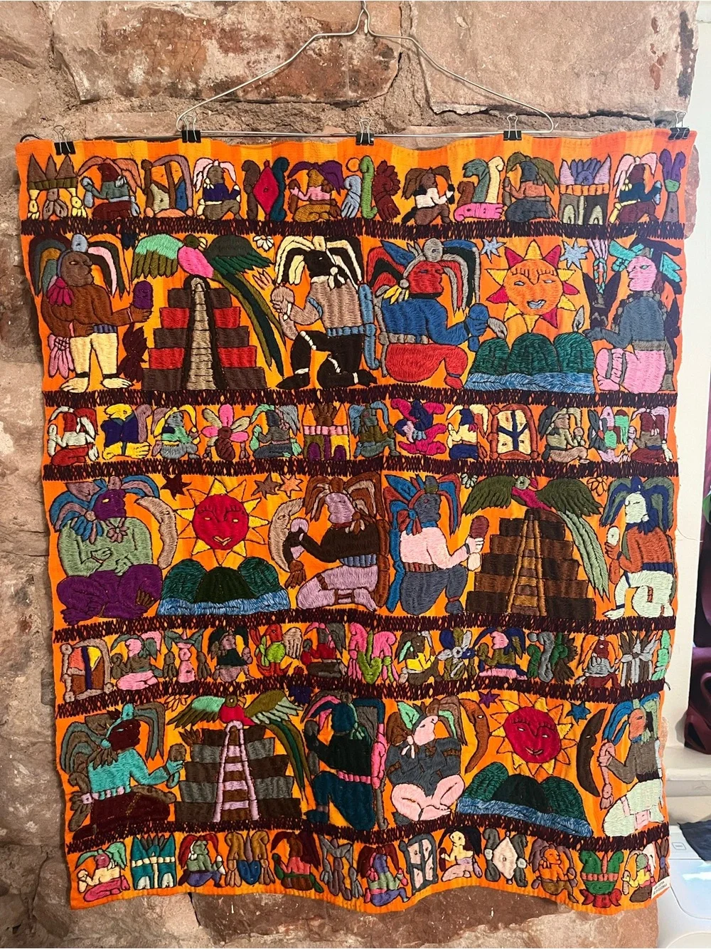 Mayan Embroidery Wall Hanging