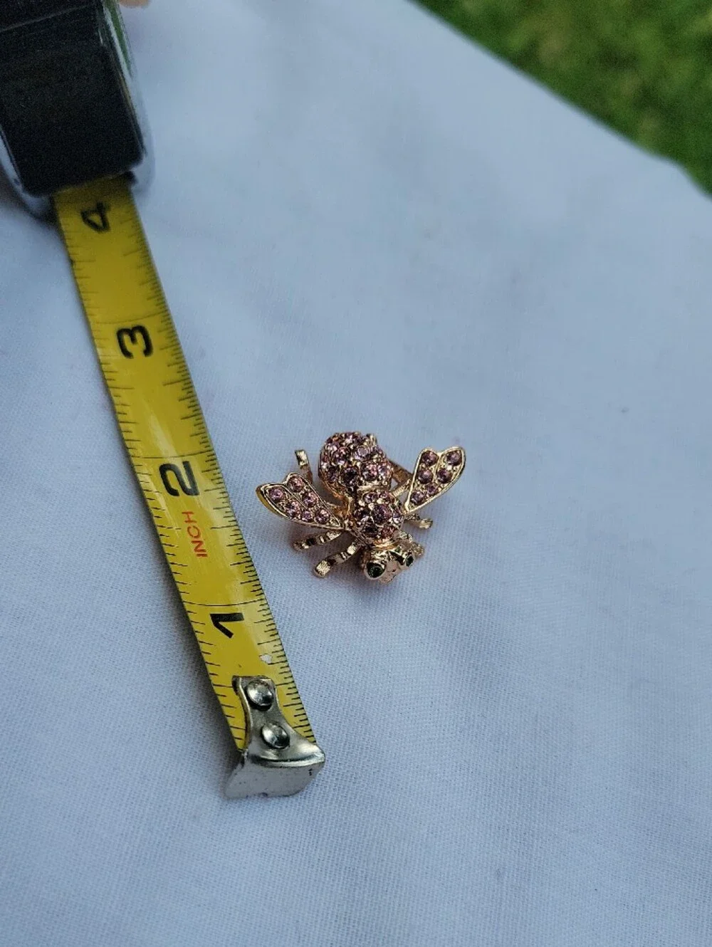 Joan Rivers Gold-Tone Bee Brooch with Pink Crystals and Green Eyes