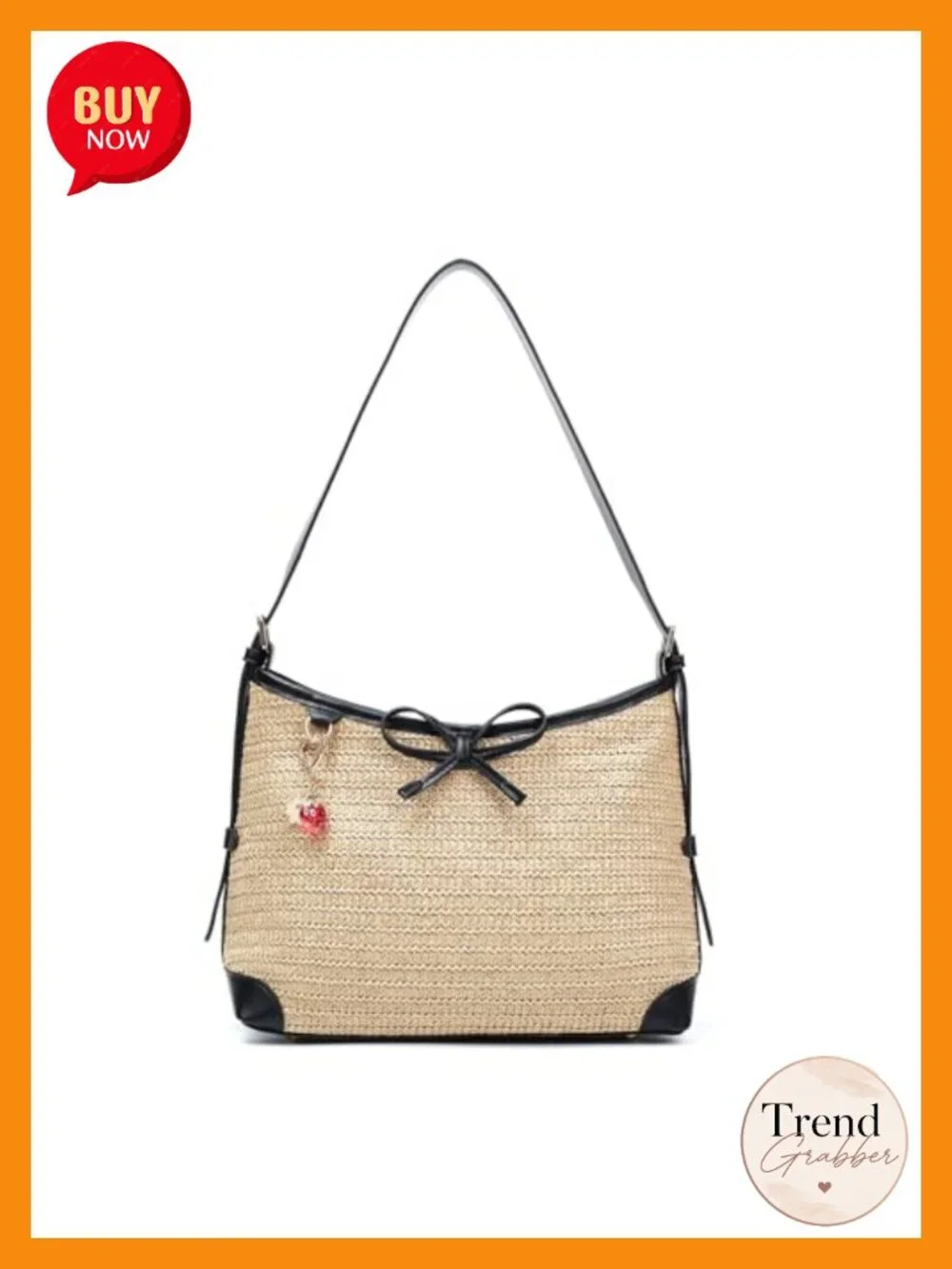 Straw Woven Hobo Crossbody Bag with Adjustable Strap Summer Tote