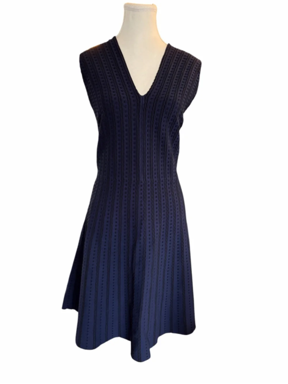Kate Spade Navy Textured Fit & Flare Sweater Dress XL Sleeveless V-Neck Knit