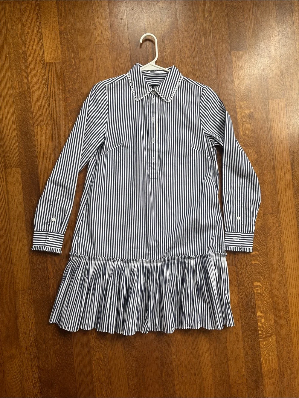 NWT J Crew Amelia Blue & White Striped Shirtdress XXS