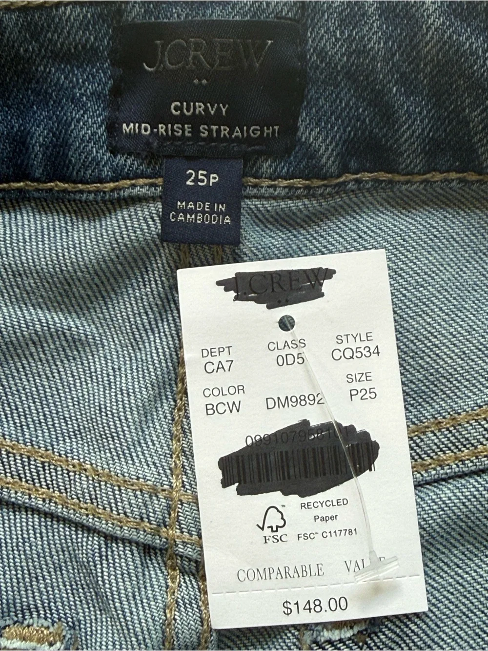 J. Crew zipper fly