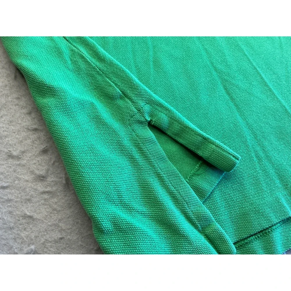 Polo Ralph Lauren Green Polo Shirt Custom Fit Purple Pony Size L Mens Pique