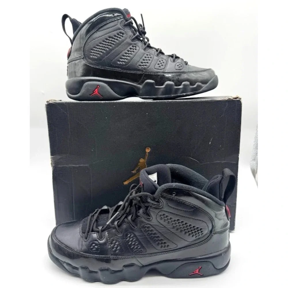Nike Air Jordan 9 Retro BG Black Red 302359-014 Youth US 7Y EU 40 w/ Box