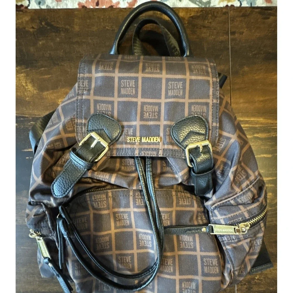 Steve Madden Dark Brown Nylon Backpack Adjustable Straps