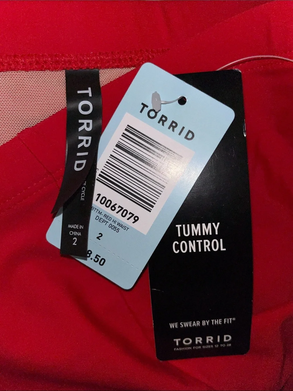 Torrid NWT Size 2 Red High Waist Tummy Control Bathing Suit Brief Swim Bottom