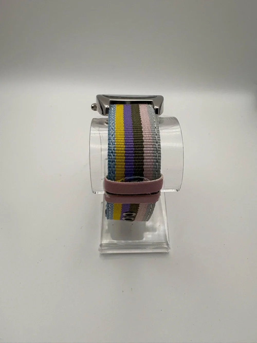 Osirock Retro Rectangle Dial Striped Fabric‎ Band Watch Funky Fun Works!