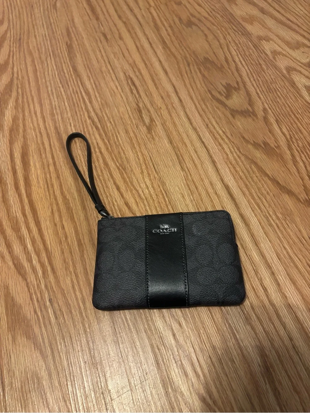 Coach Black Signature Wristlet Card Pouch