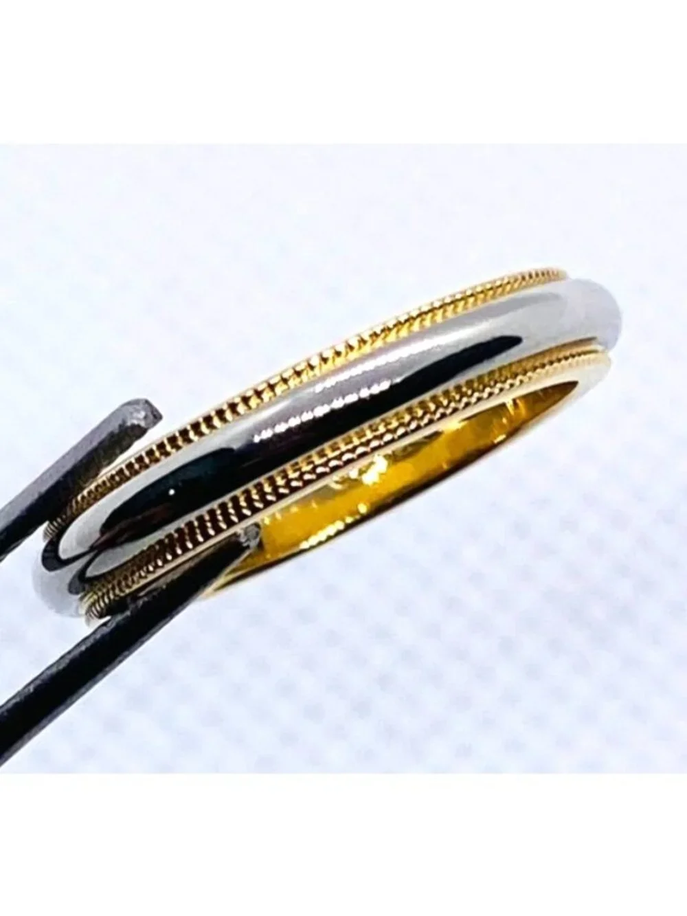 Tiffany & Co Double Milgrain Band Ring In Platinum & 18k Yellow Gold Size 4.5