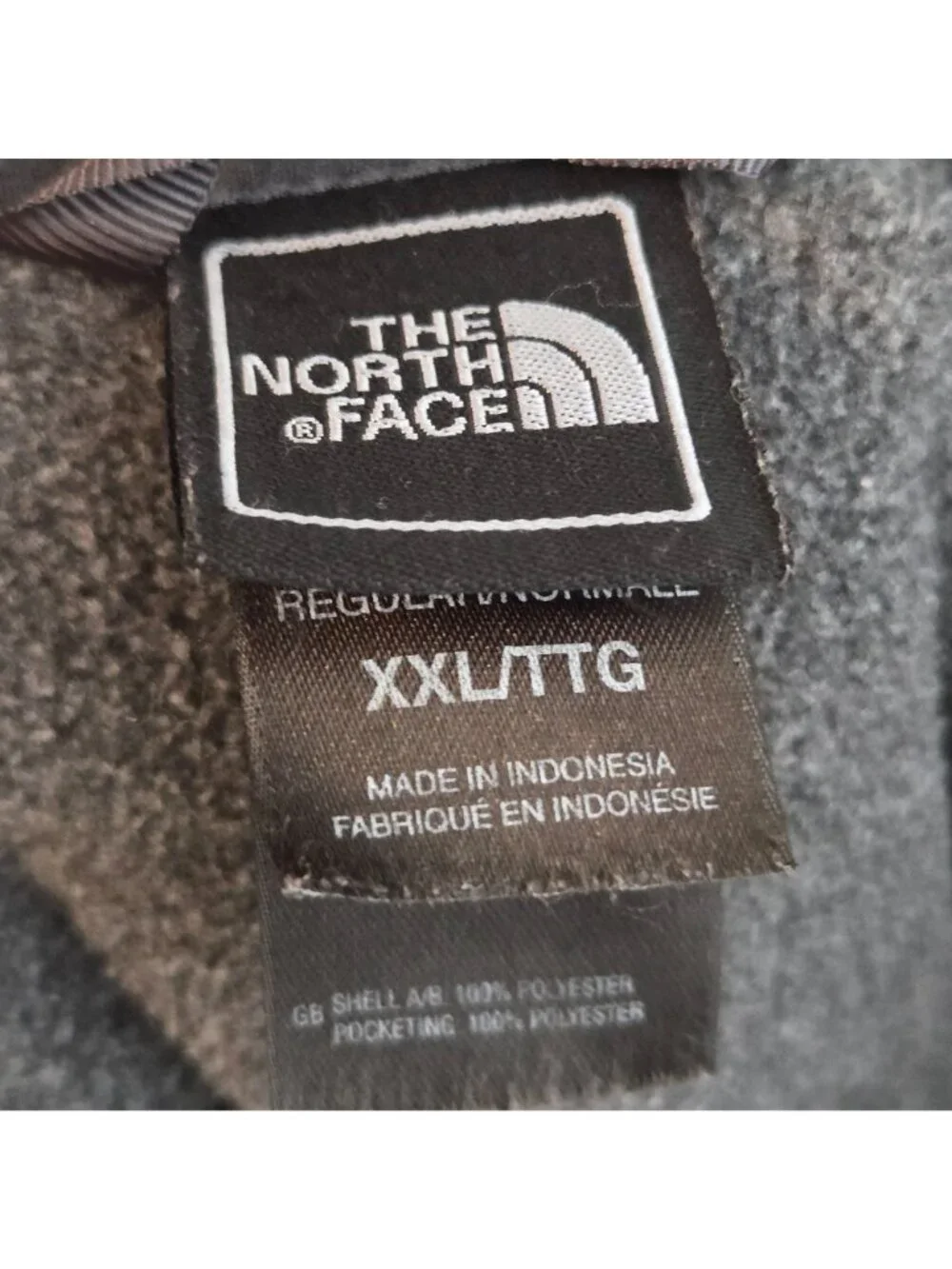 The North Face Men's Gray Full Zip Fleece Jacket Embroidered Logo Outdoor XXL