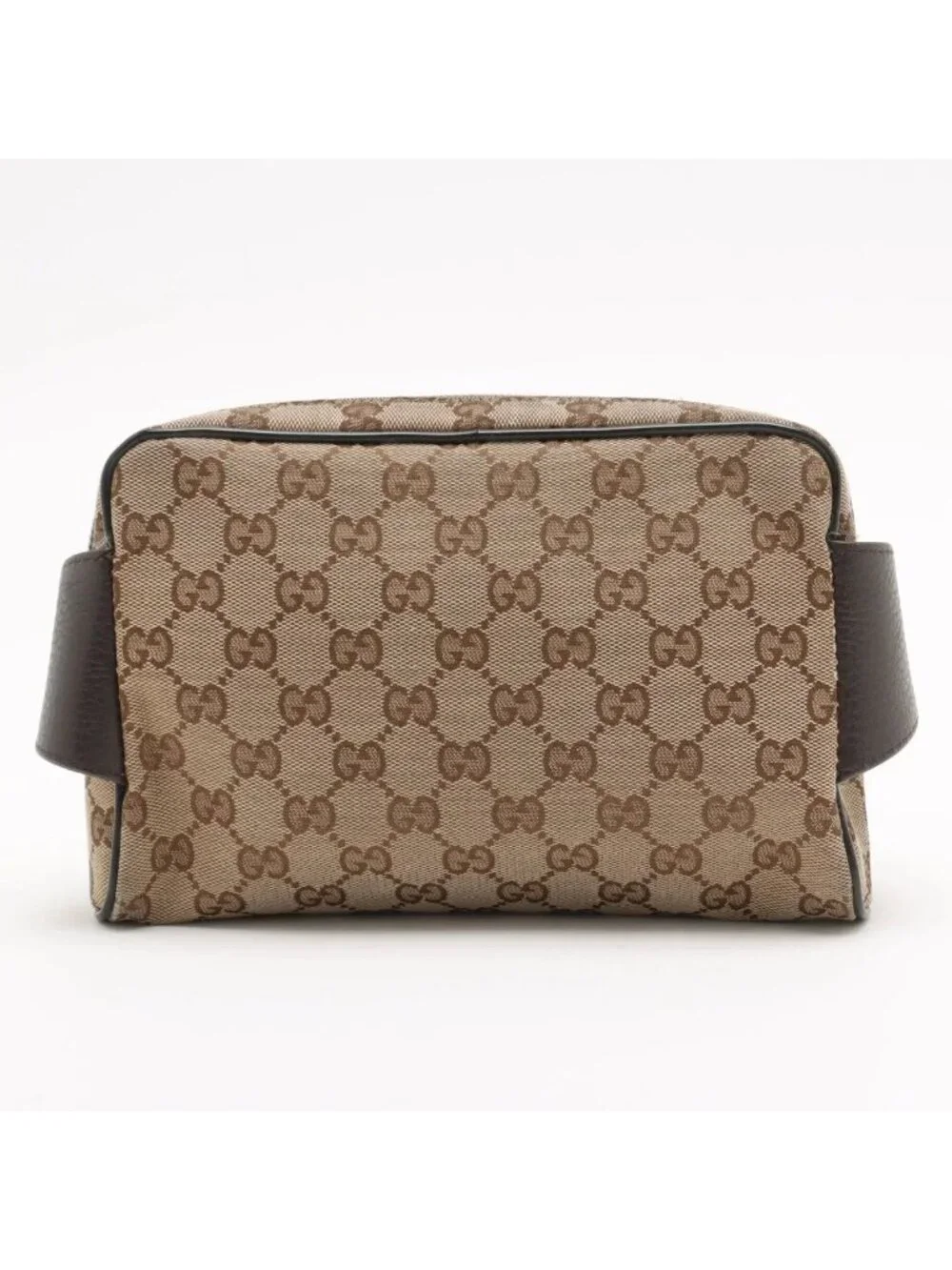 Gucci GG Canvas Leather 2-Way Belt Bag Crossbody Waist Pouch Shoulder Brown