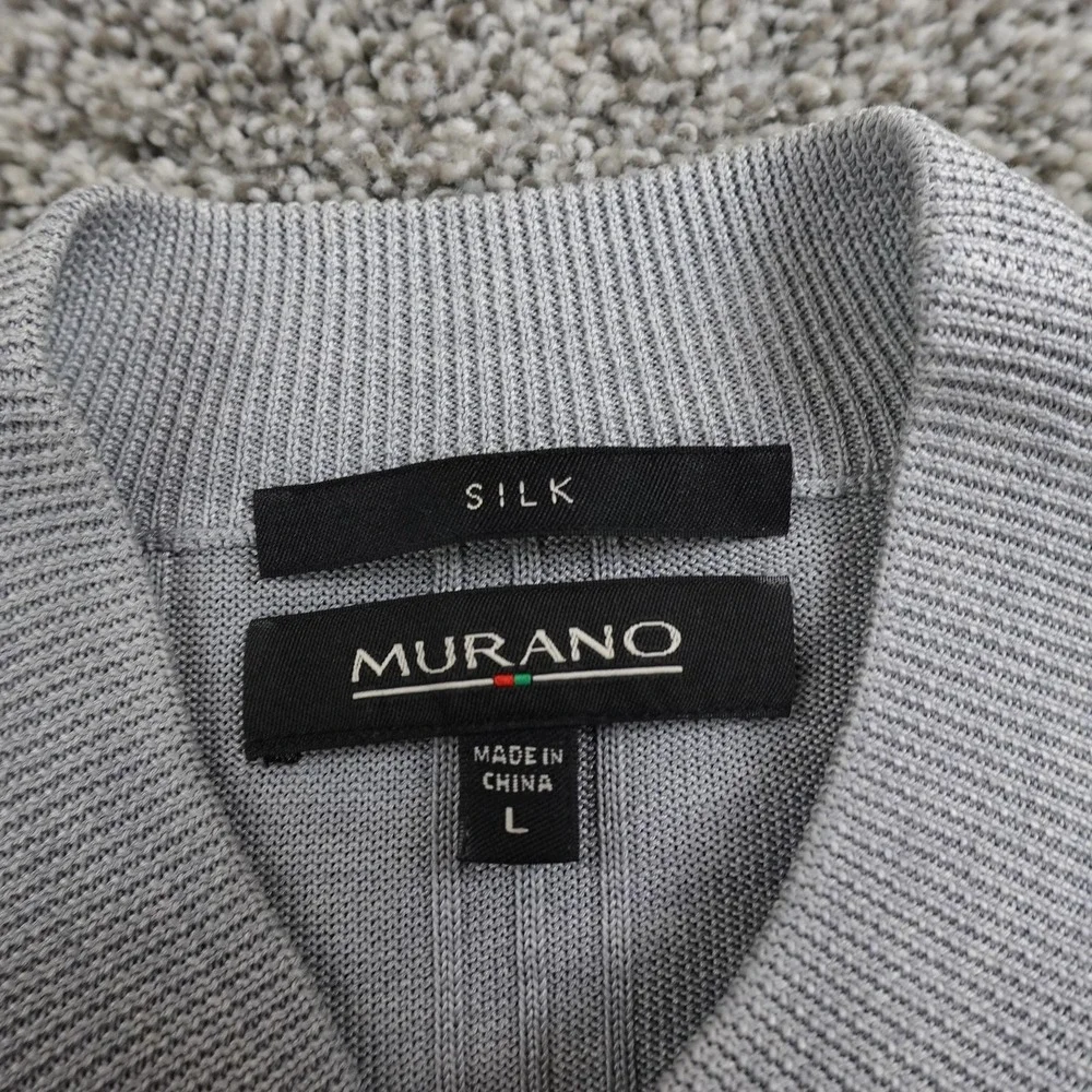 Murano Sweater Mens L Gray Silk Rib Knit Pullover‎ Crewneck Sweatshirt Soft Cozy