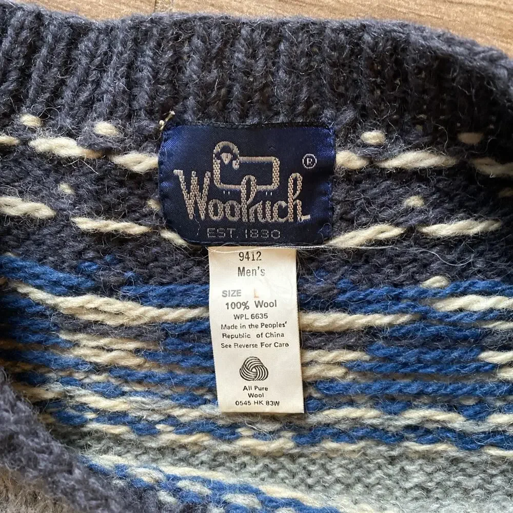 Woolrich Duck Mallard Graphic Knit Sweater Pullover 100% Wool Size Large