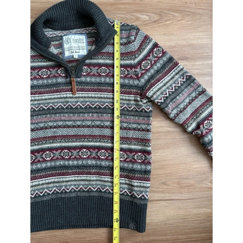 Fat Face Fairisle Jumper Mens Size Small 1/4 Zip Chunky‎ Knit  Wool Blend