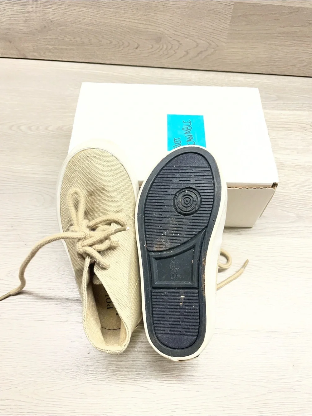Polo by Ralph Lauren Kids Tan Canvas Lace-Up Sneakers #437