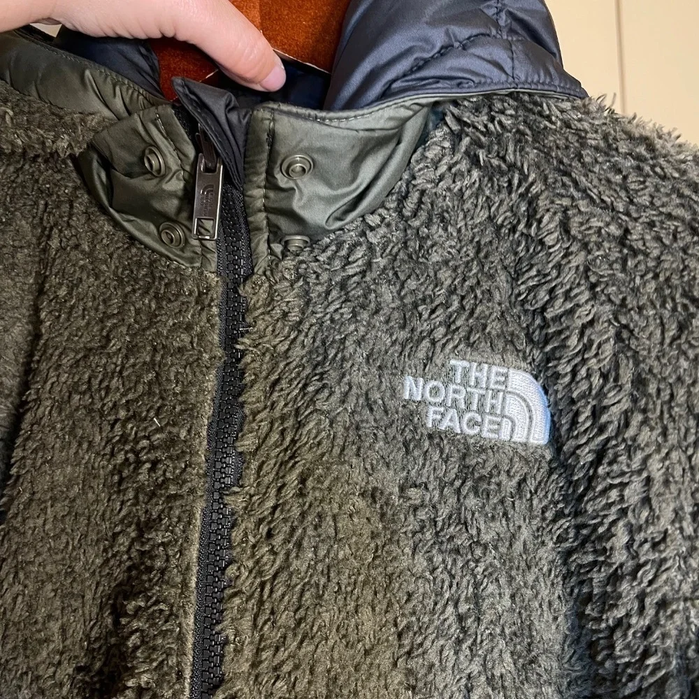 The North Face Black and Gray Camo Hooded Puffer