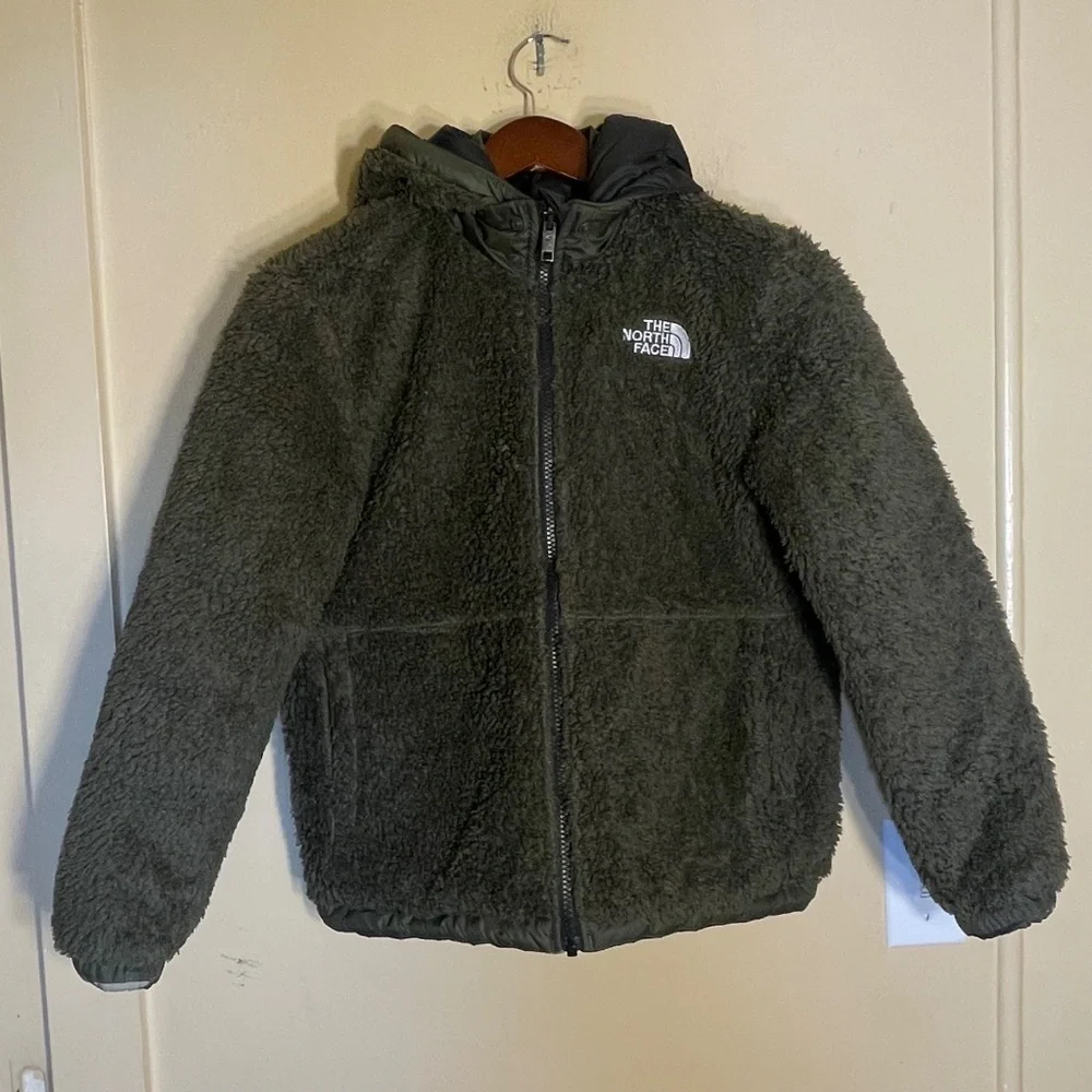 The North Face Black and Gray Camo Hooded Puffer