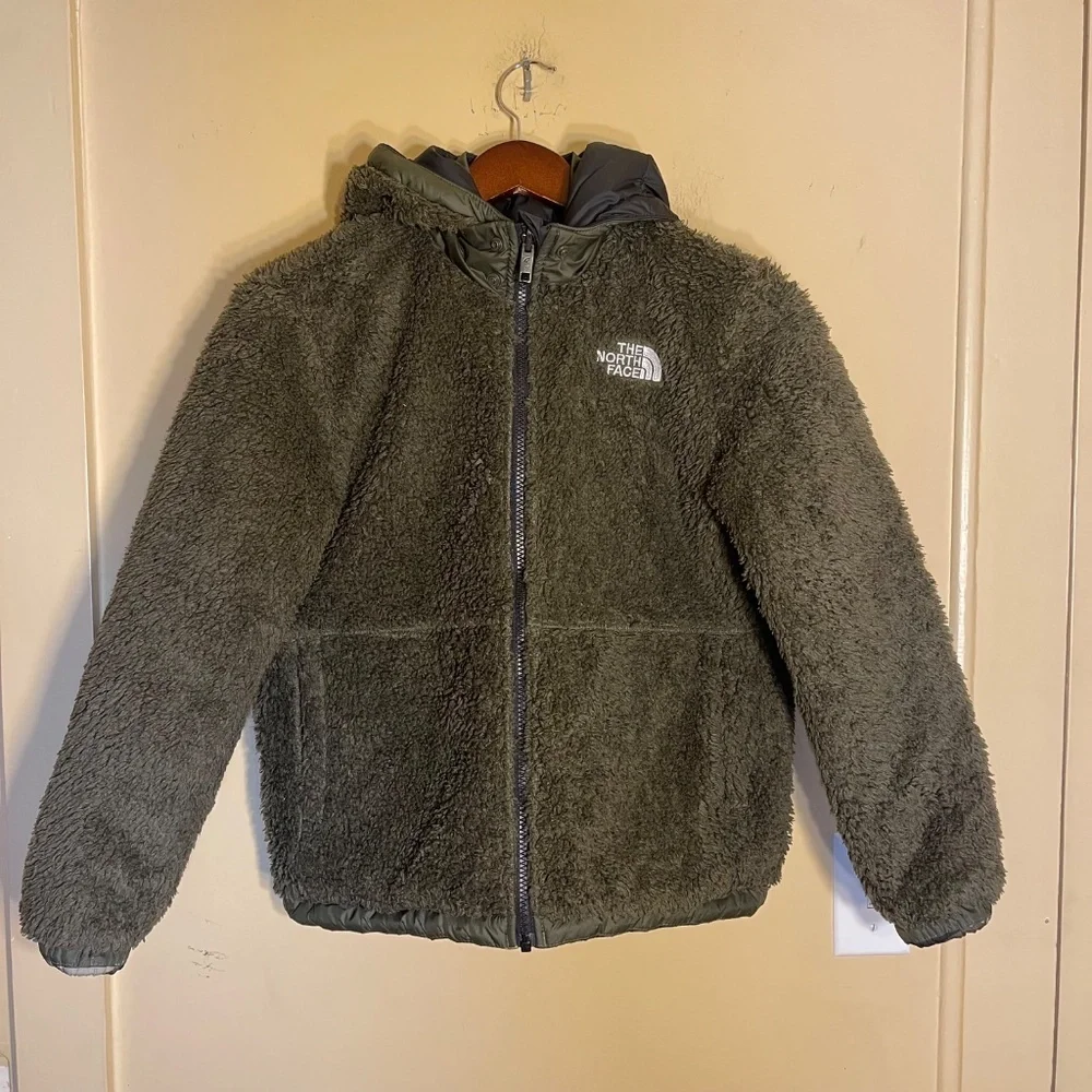 The North Face Black and Gray Camo Hooded Puffer