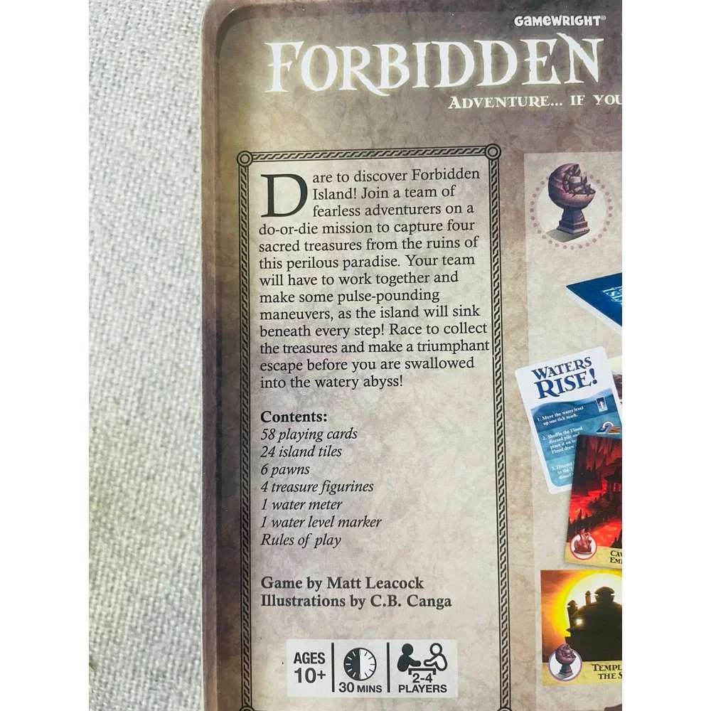 Forbidden Island Board Game Gamewright 2010 Cooperative Family Strategy Complete