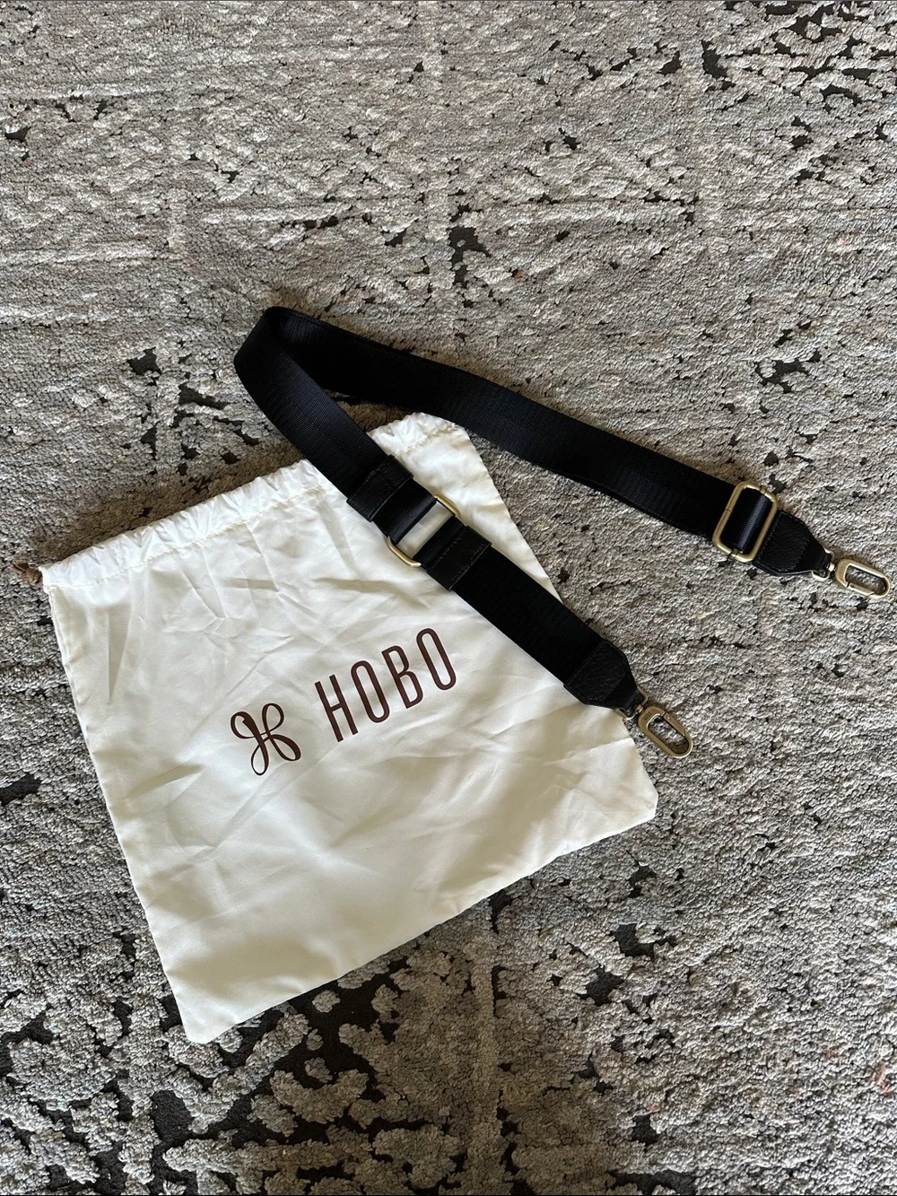 HOBO Black Adjustable Webbing Crossbody Strap with Metal Hardware