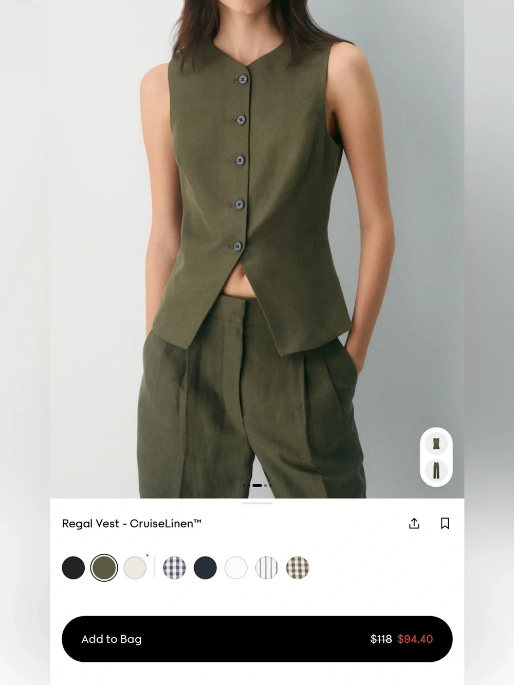 Aritzia Brown Linen Set: Vest and Limitless Dark Brown Trousers