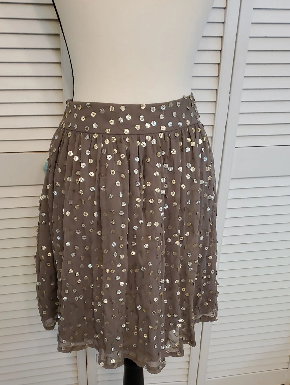 Reiss Lina Sequin Full Skirt NWT Mocha Gold Whimsical Fairy, Size 6
