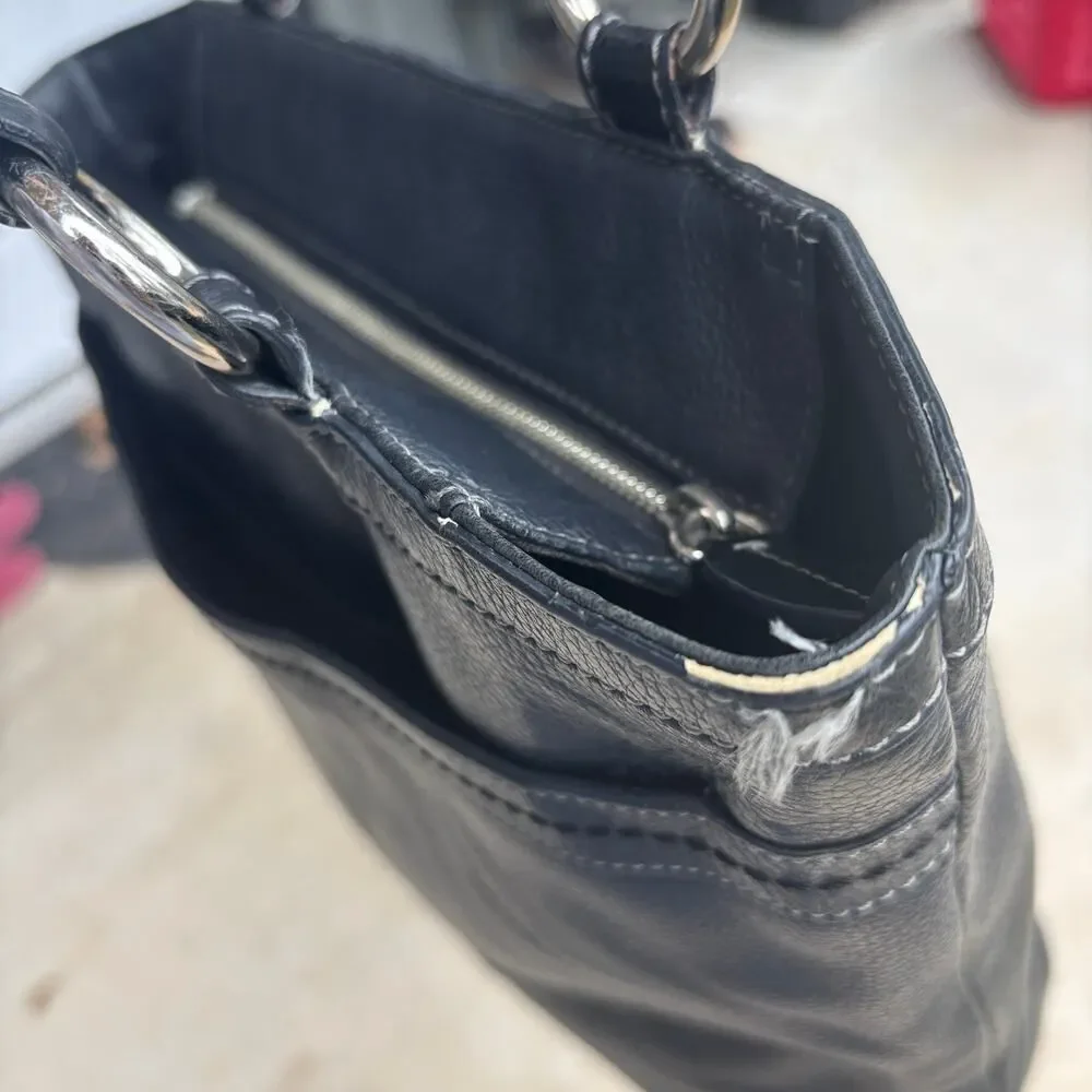 Coach Penelope Black Pebbled Leather Shoulder Tote Bag