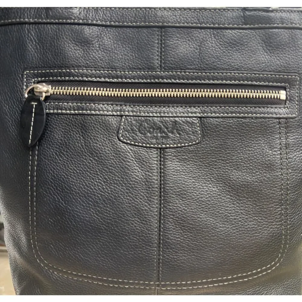 Coach Penelope Black Pebbled Leather Shoulder Tote Bag