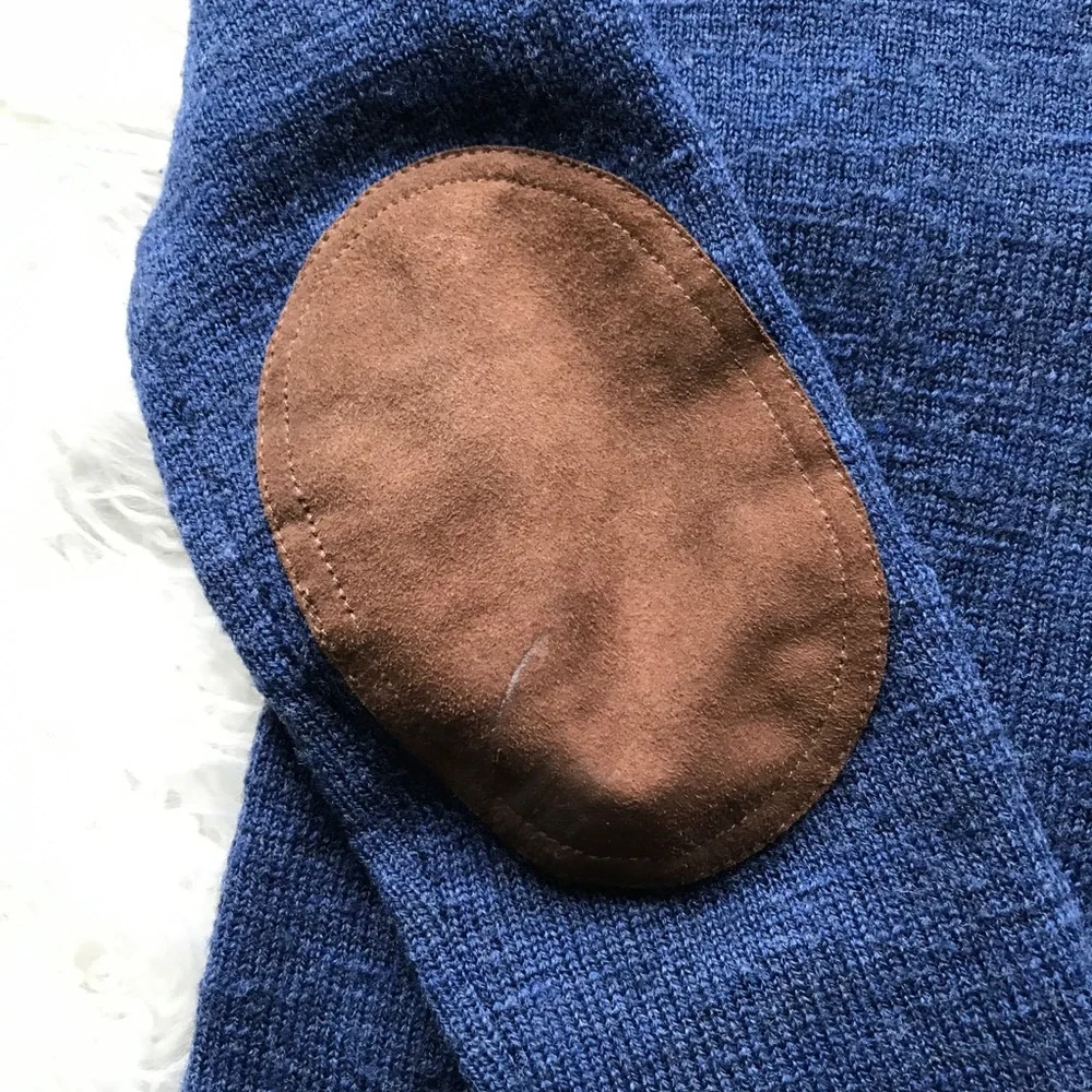 J Crew Slim Slub Merino V-Neck Sweater Blue‎