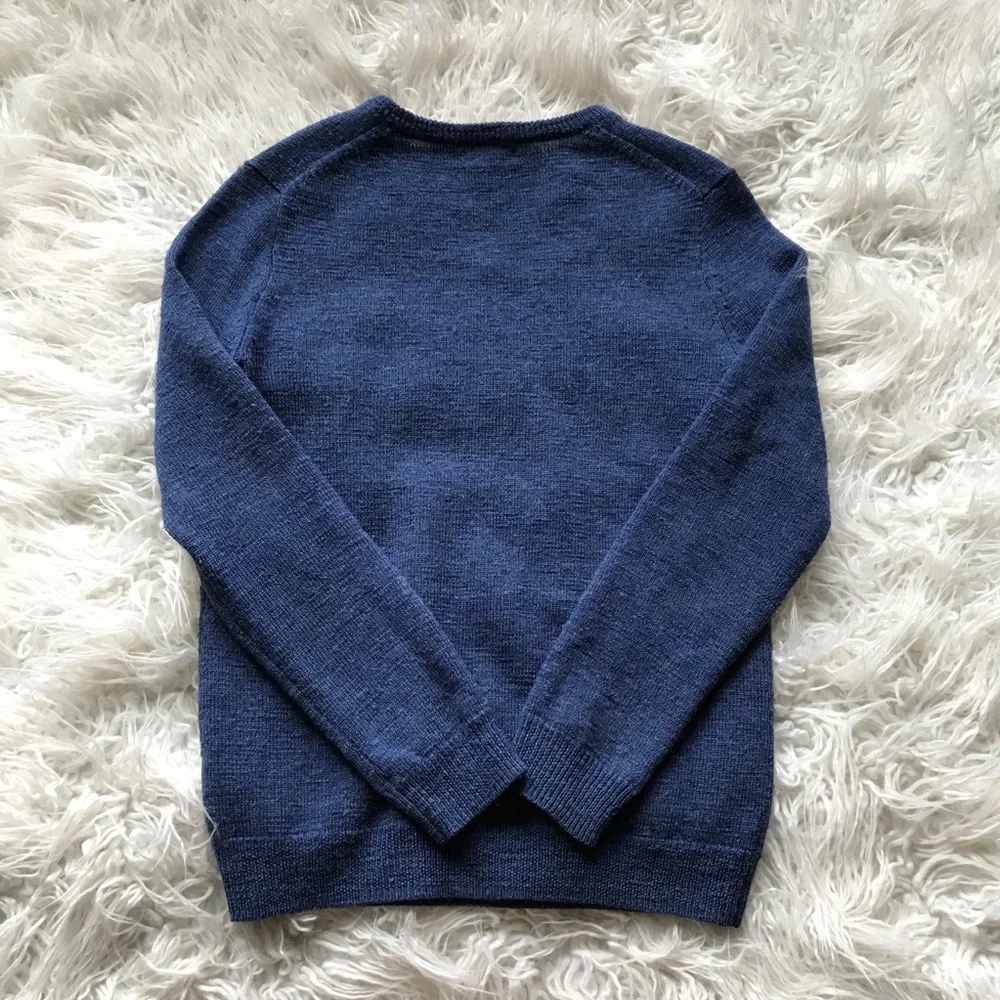 J Crew Slim Slub Merino V-Neck Sweater Blue‎