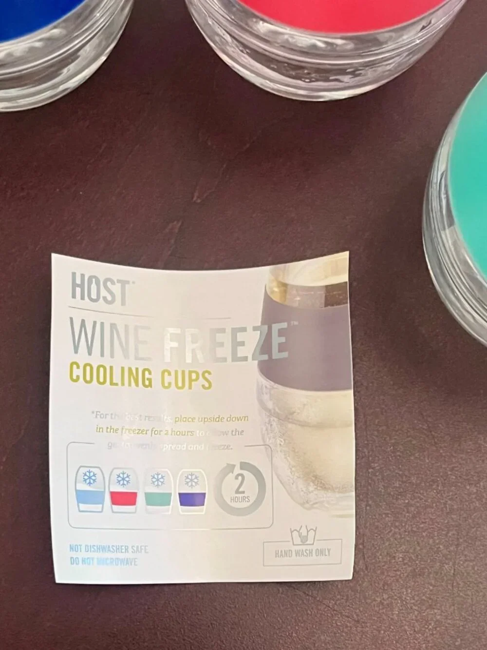 Host Freeze Wine Glasses, Cooling Cups, 8.5 oz, Set of 4, Assorted Colors