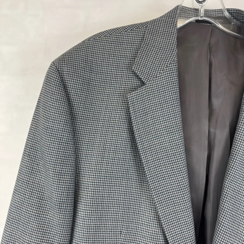 Lauren Ralph Lauren Houndstooth Blazer Mens‎ 44L Wool Silk Sport Coat