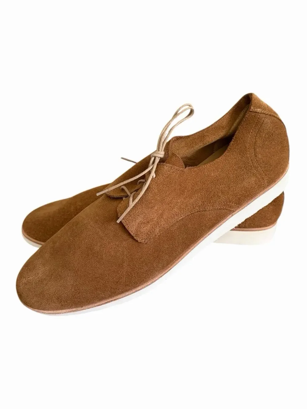 NISOLO Mens Tan Suede Lightweight Derby Shoes Lace Up Casual Dress Shoes Size 9