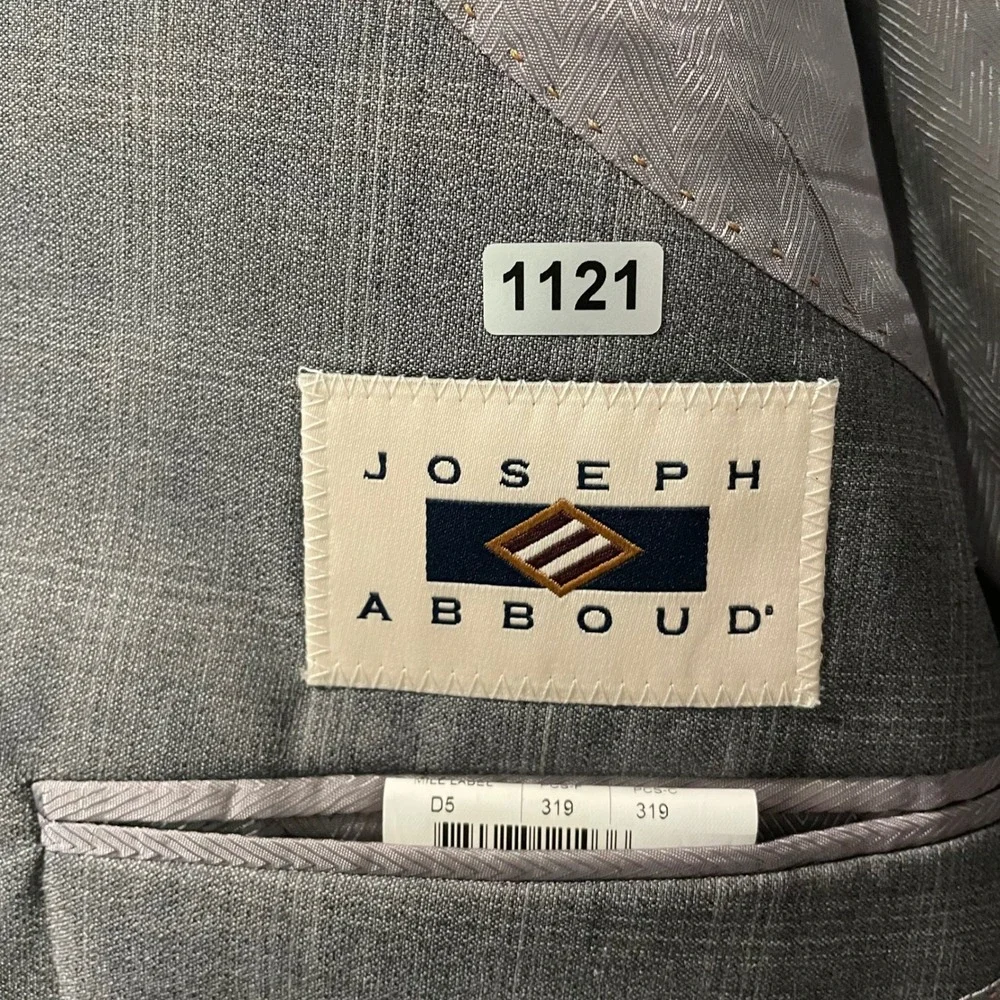 Joseph Abboud Mens 46R Grey Plaid Super 120 Wool Blazer Tailored Fit Made in USA