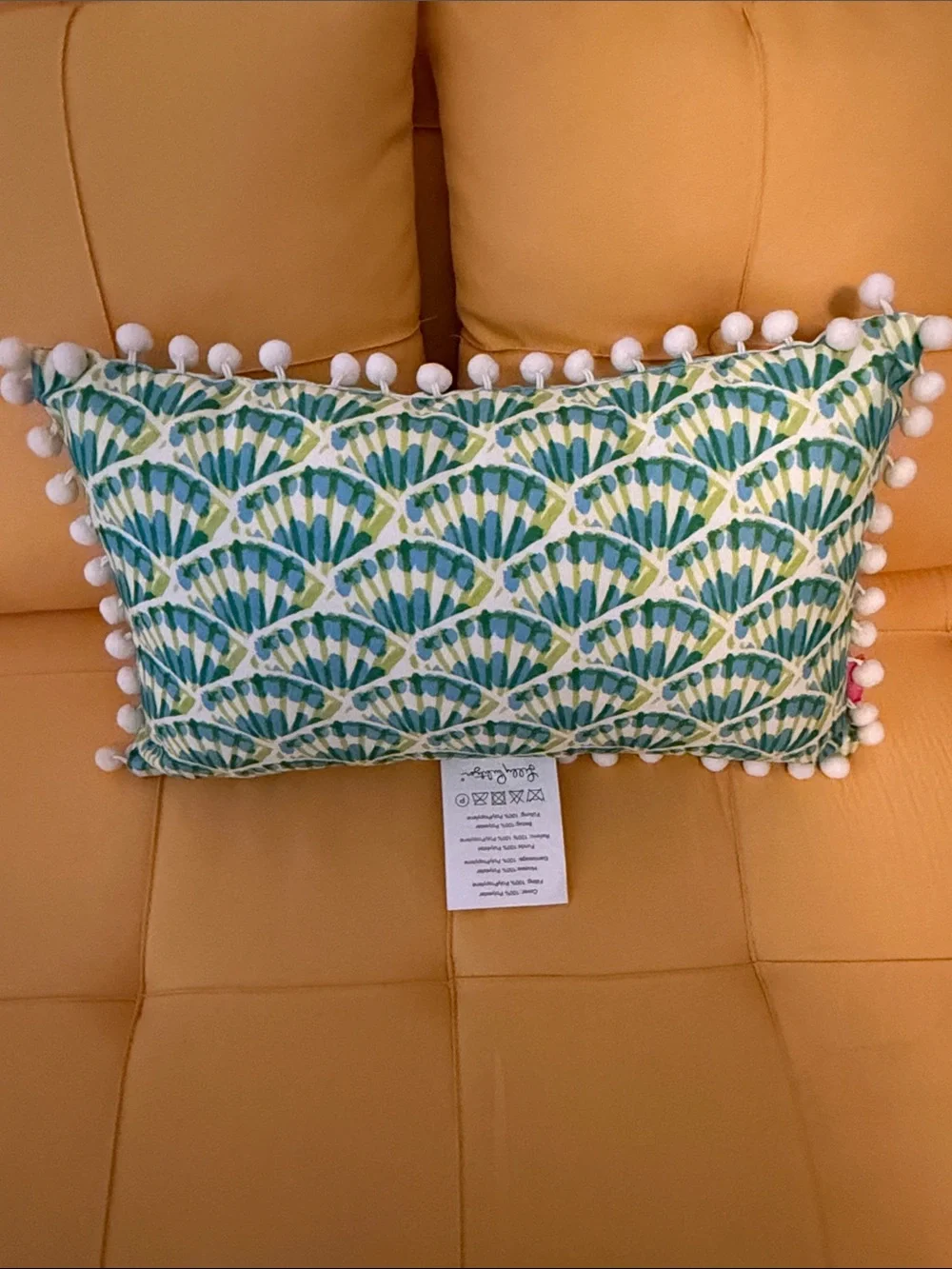 Lilly Pulitzer Seaside Seahorse Pillow with Pom Trim - Blue, Pink, Green NWOT