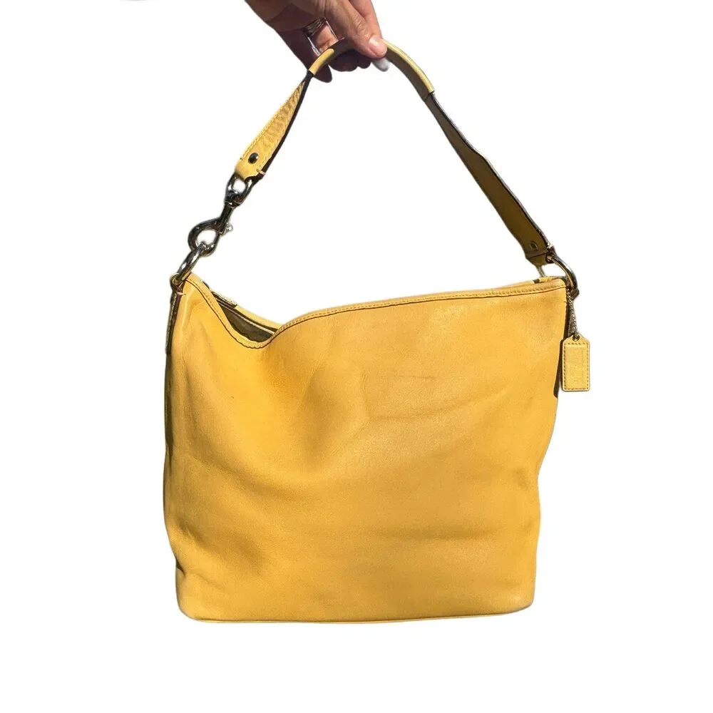 Vtg Coach Yellow Leather Hobo Shoulder Bag F13094 Y2K Slouchy