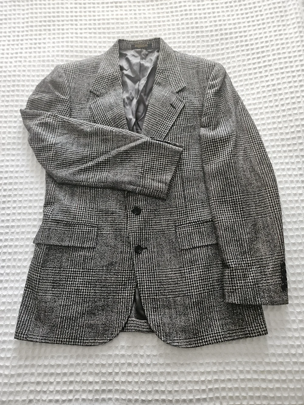 Evan Picone Black & Gray Glen Plaid Wool Sport Coat, 40R.