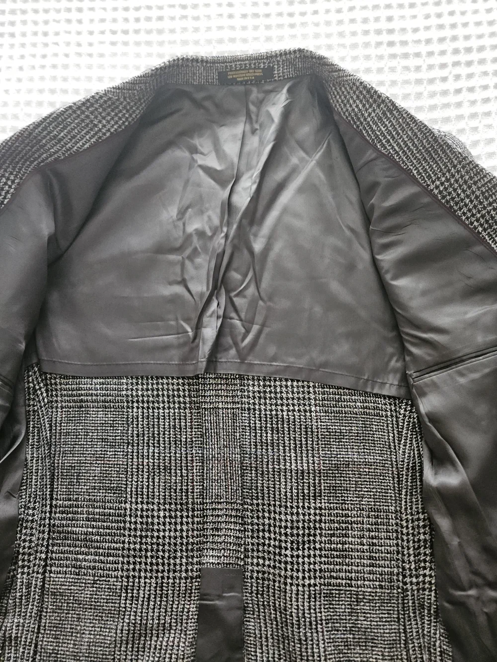 Evan Picone Black & Gray Glen Plaid Wool Sport Coat, 40R.