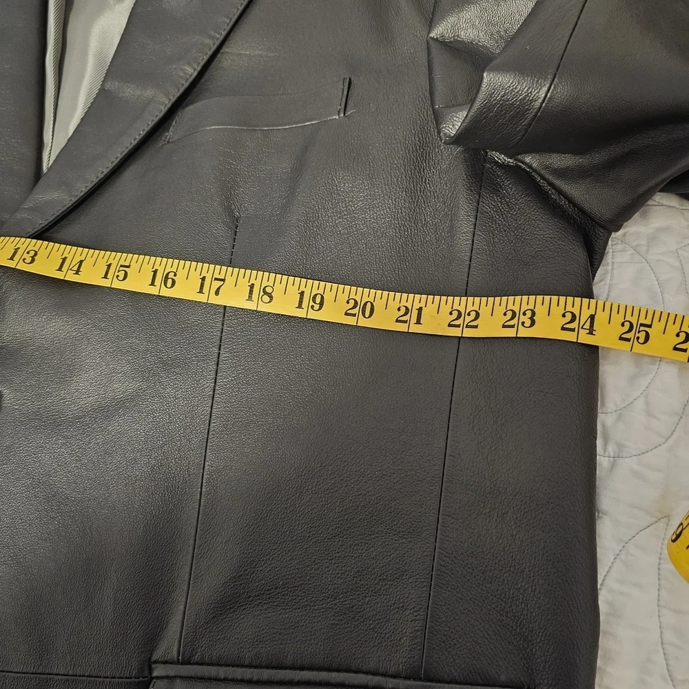 Stafford Essentials Black Leather Blazer Mens Size XL