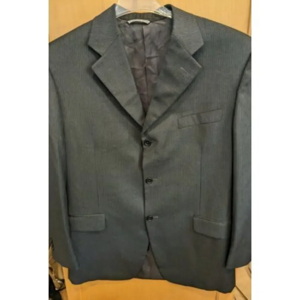 Canali Bloomingdales Mens Striped‎ Three Button Blazer Gray Size EUR 52 Long 40L
