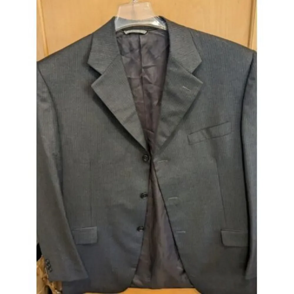 Canali Bloomingdales Mens Striped‎ Three Button Blazer Gray Size EUR 52 Long 40L