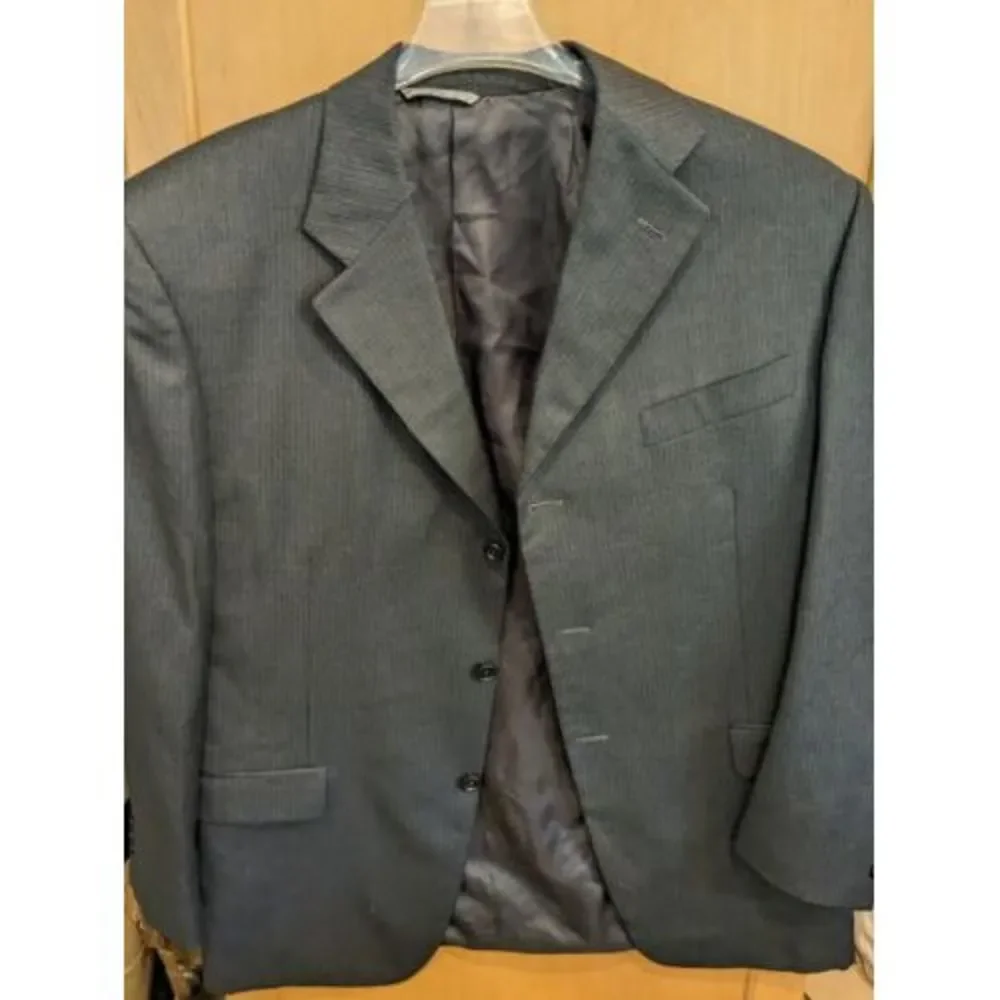 Canali Bloomingdales Mens Striped‎ Three Button Blazer Gray Size EUR 52 Long 40L