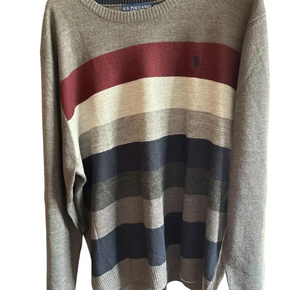 U.S. Polo Assn. Men's‎ XXL Striped Crew Neck Sweater Multicolor Pullover